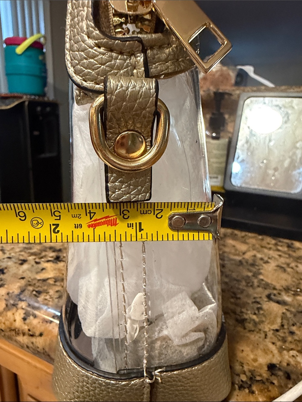 Clear Crossbody Bag with Gold Trim - Picture 8 of 8